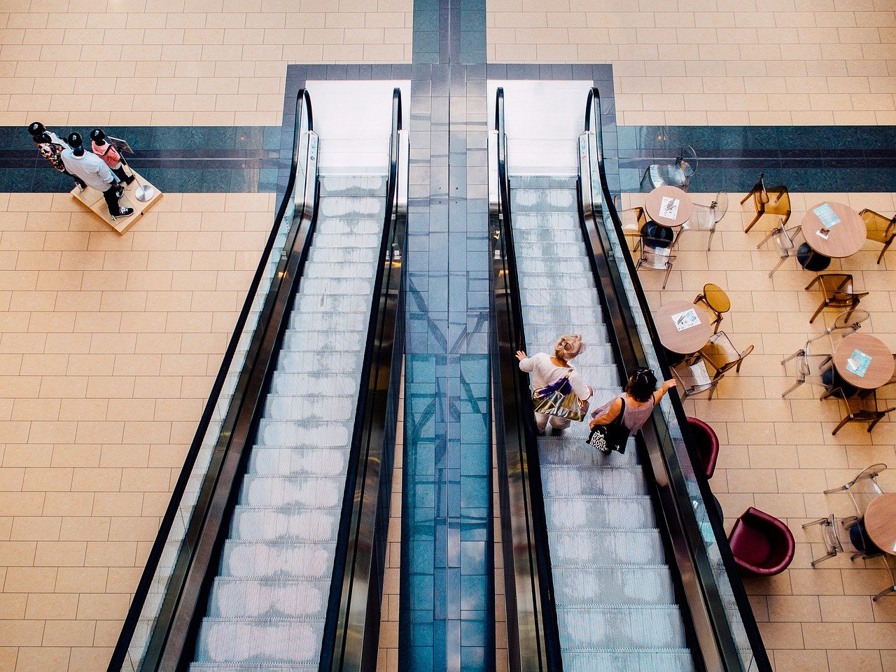 mall, people, shopping